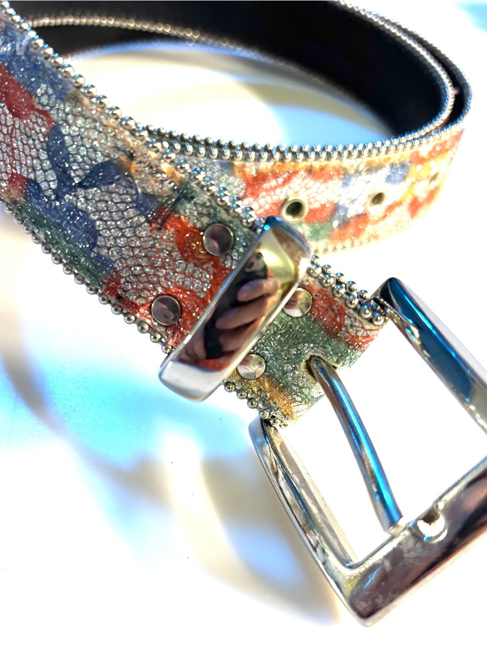 Vintage Elite Fresno Lace Glitter Belt 1980s Boho Western—Perfect Condition